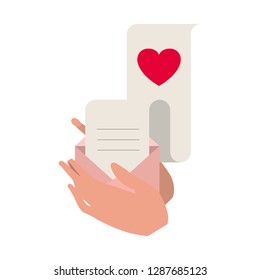 hands with gift list isolated icon