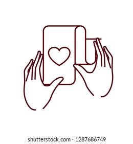 hands with gift list isolated icon