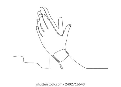 Hands give applause. Applause one-line drawing