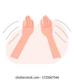 Las manos se dan mutuamente cinco ilustraciones vectoriales dibujos animados de diseño plano