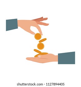 Hands giving coins