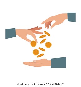 Hands giving coins