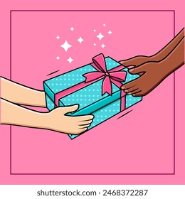 Donación De Personas De Diversidad Asistencia Y Concepto De Caridad Ilustración vectorial