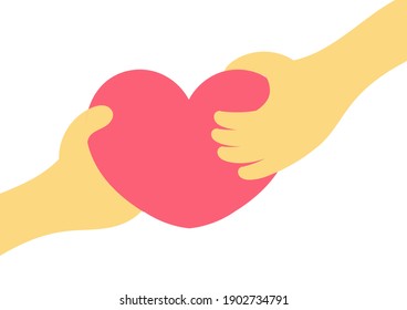 Hands giving heart, special valentines day love illustration