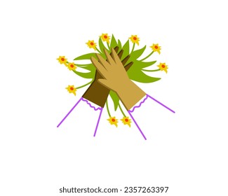 Manos dando un alto cinco juntos. Concepto abstracto de diversas nacionalidades colaborando para obtener resultados exitosos.sobre el fondo floral