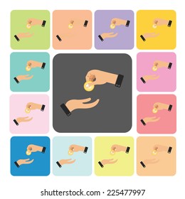 Hands giving Icon color set vector illustration.