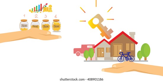 hands giving key for house save money, successful investment concept