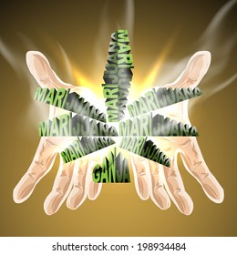 Hands giving marijuana, vector illustration for your design, eps10, easy editable, 5 layers.