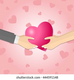 Hands giving a pink heart