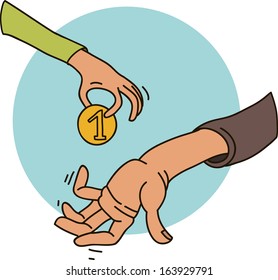Hands Giving & Receiving Money