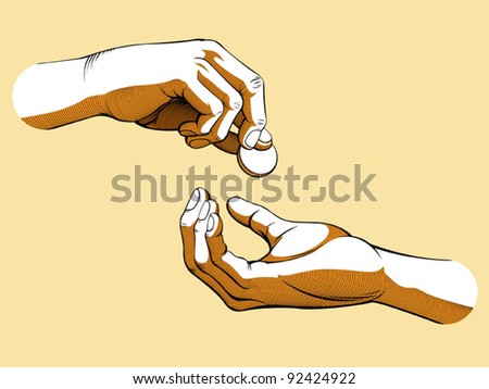 Hands Giving & Receiving Money (Colored version)