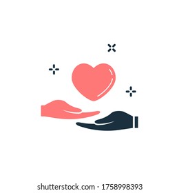 Hands giving and recieving a heart vector