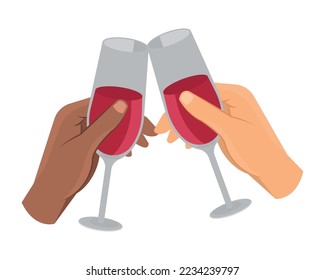 hands with glasses making toast new year icon