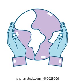 hands with global earth planet and geography ubication