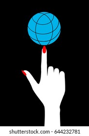 In the hands of the Globe icon, vector .