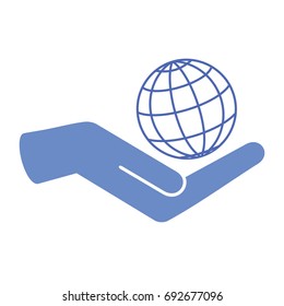 in the hands of the Globe icon, vector , Globus economy in hand - vector icon, hands with globe, planet, network, eco, care icon simple