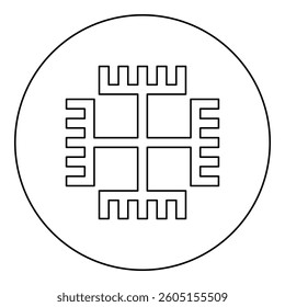 Hands of God Motherhood Native Slavic Faith symbol paganism icon in circle round black color vector illustration image outline contour line thin style simple