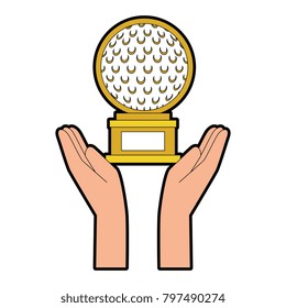 hands with golf ball championship award icon