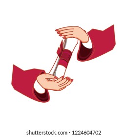 hands with graduation certificate