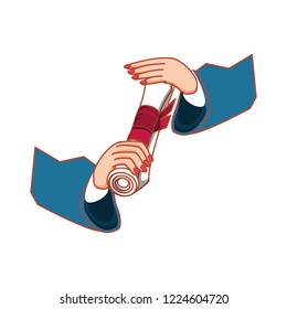 hands with graduation certificate