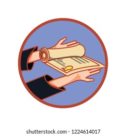 hands with graduation certificate