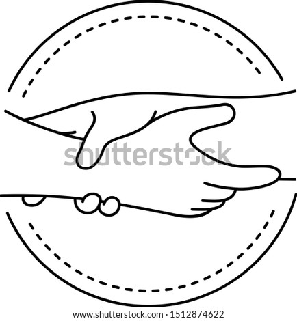 Hands grasping each other. Vector outline icon.