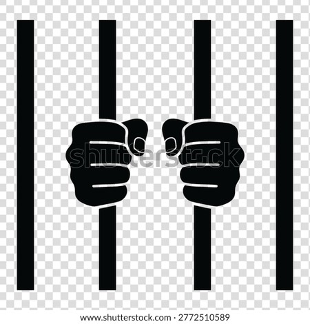 Hands gripping jail bars symbolizing imprisonment and loss of freedom concept