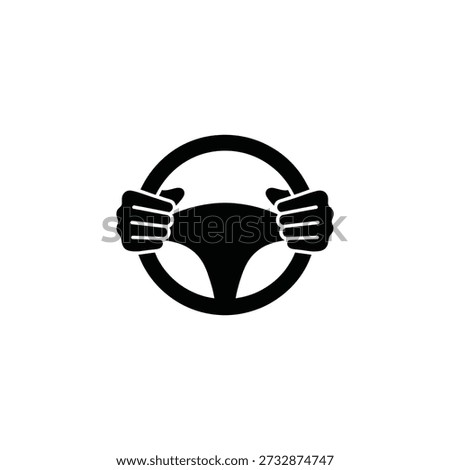Hands gripping a steering wheel a black silhouette icon