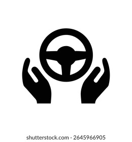 Hands gripping a steering wheel, symbolizing driving.