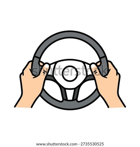 Hands gripping steering wheel tightly driving concept illustration