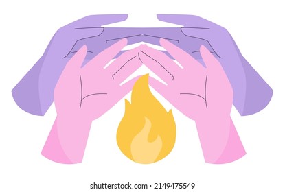 Hands of group of people putting together. Characters supporting each other. Cooperation, unity, partnership and teamwork. Social community or movement activity. Flat vector illustration.
