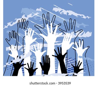 hands grunge vector