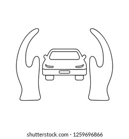 hands guard car icon. Element of insurance for mobile concept and web apps icon. Thin line icon for website design and development, app development