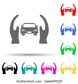 hands guard car multi color style icon. Simple glyph, flat vector of insurance icons for ui and ux, website or mobile application