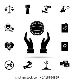 hands guard earth icon. Universal set of human rights for website design and development, app development