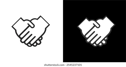 Las manos toman el icono de las manos. Mano a casa con símbolo de amor en blanco y negro. Icono de la caridad, la donación, la solidaridad y la ayuda humanitaria. Vector Ilustración de stock en estilo de diseño plano y línea.