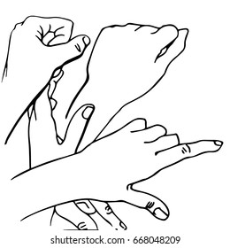 Hands. Hand drawn sketch. Vector illustration