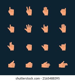 Hands and Hand Gestures Icons with Black Background