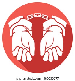 hands in handcuffs flat icon 