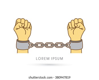 Hands with handcuffs graphic vector