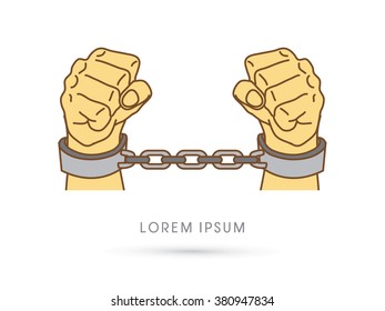 Hands with handcuffs graphic vector