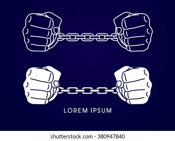 Hands with handcuffs graphic vector