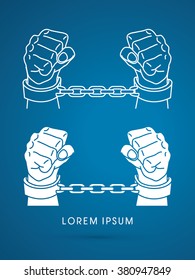 Hands with handcuffs graphic vector