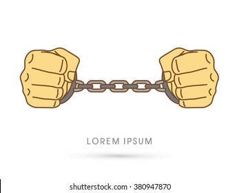 Hands with handcuffs graphic vector