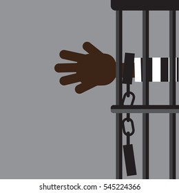 Hands in handcuffs isolated, icon. Man in jail prisoner. Vector illustration flat design.