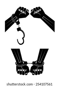hands in handcuffs on a white background