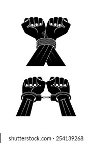hands in handcuffs on a white background