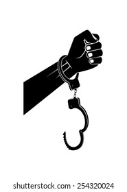 hands in handcuffs on a white background