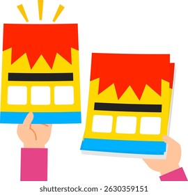 Hands handing out brightly colored flyers
