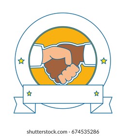 Hands with handshake agreement icon